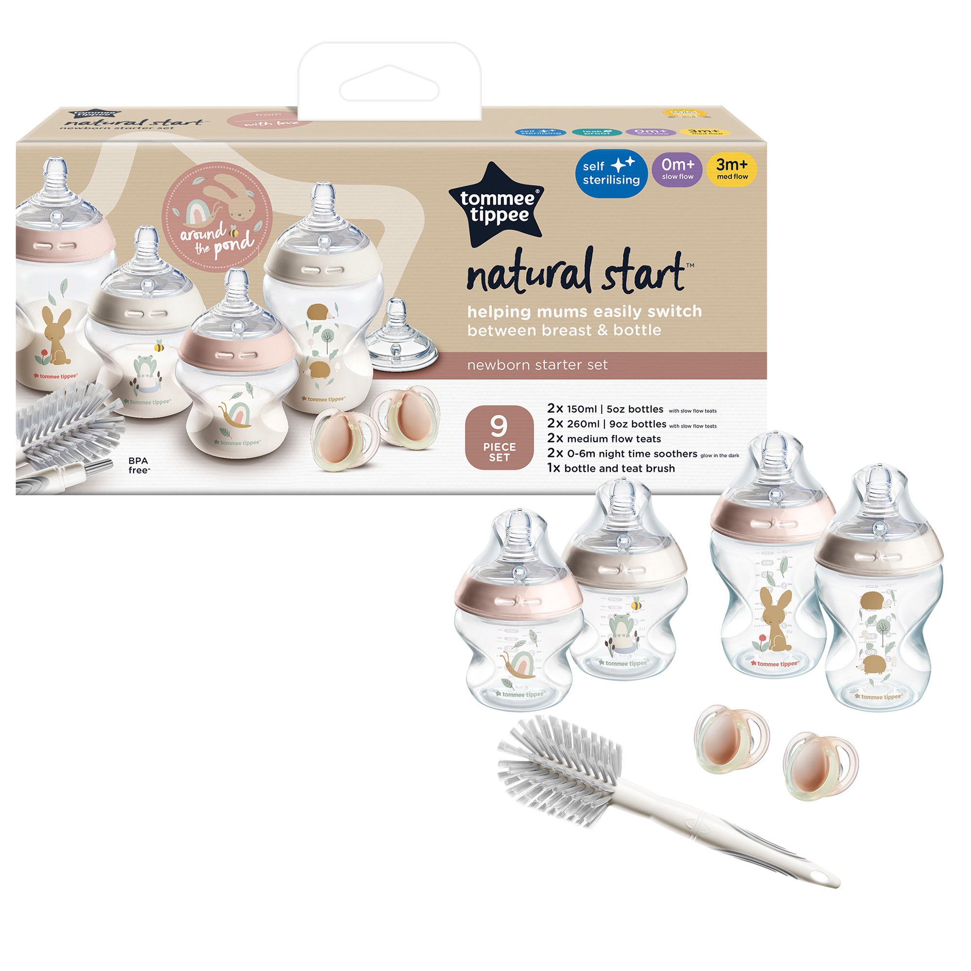 TOMMEE TIPPEE Plastikinis rožinis starterio rinkinys