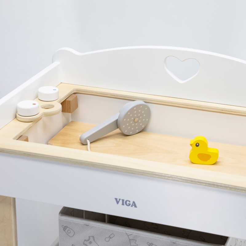 VIGA Medinis persirengimo stalas 2in1 vonia lėlėms - Image 2