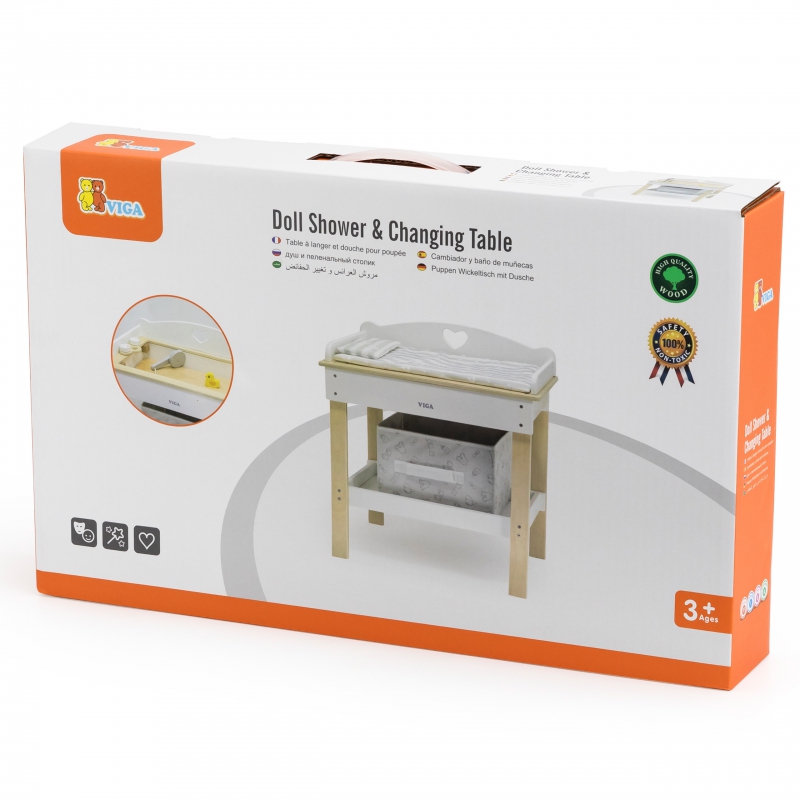 VIGA Medinis persirengimo stalas 2in1 vonia lėlėms - Image 6