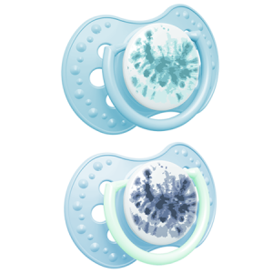 LOVI Dinaminis silikoninis čiulptukas 3-6 m 2 vnt Tie Dye Blue Boy