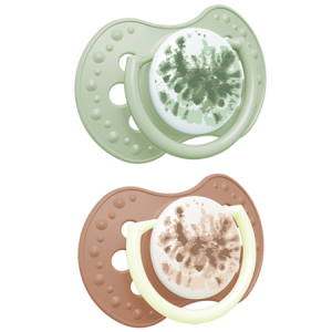 LOVI Dinaminis silikoninis čiulptukas 3-6 m 2 vnt Tie Dye Green Girl