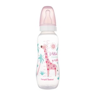 CANPOL Siauras buteliukas 330 ml PP AFRICA rožinis