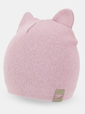 NOVITI Dryžuota kepurė, dvigubos ausys, pudra rožinė 44/46 cm