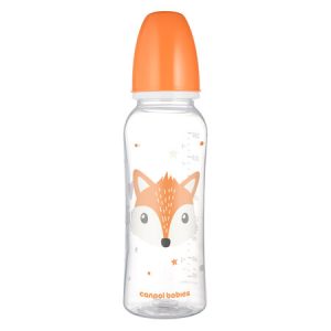 CANPOL Standartinis buteliukas 250ml CUTE ANIMALS oranžinis