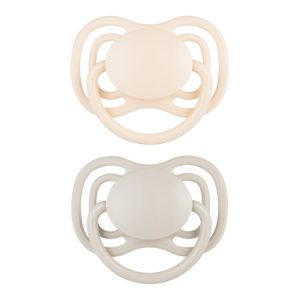CANPOL Silikoninis simetriškas čiulptukas 0-6m Dental Air 2 vnt. kreminės