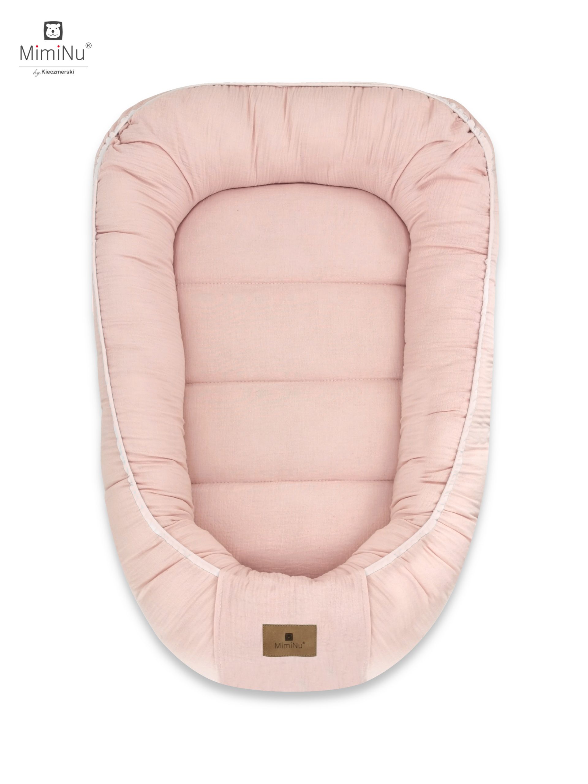 KIECZMERSKI kūdikių lizdelis MUSLIN, pudra rožinė, 100% medvilnė
