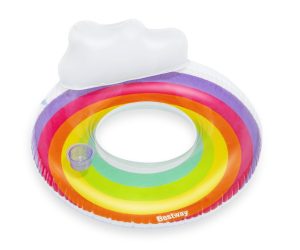 BESTWAY Plaukimo žiedas su atlošu Rainbow 1.07