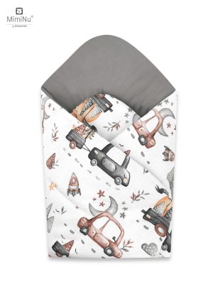 KIECZMERSKI Standartinis vystyklas 75x75 cm MIMINU DESIGN Žaisliniai automobiliai, pilka, 100% medvilnė