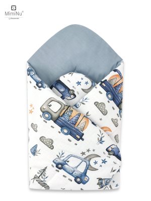 KIECZMERSKI Standartinis vystyklas 75x75 cm MIMINU DESIGN Mėlynos žaislinės mašinos 100% medvilnė