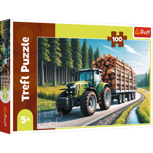 TREFL Puzzle 100 miško traktorius
