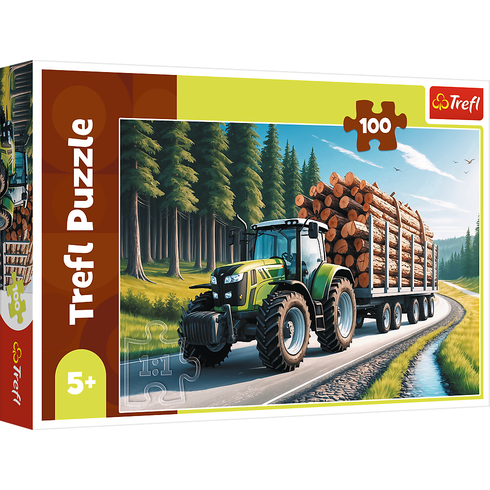 TREFL Puzzle 100 miško traktorius