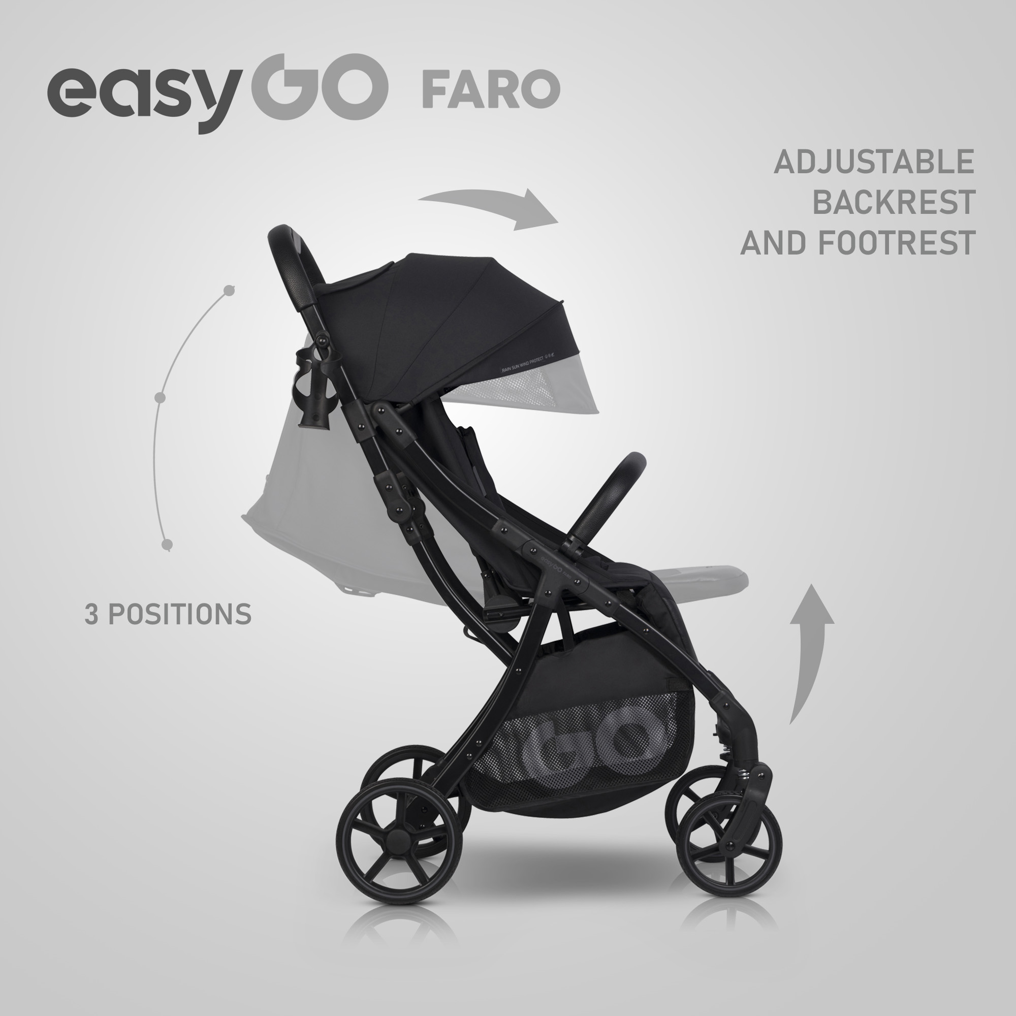 EASY GO FARO EBONY BLACK vežimėlis - Image 8