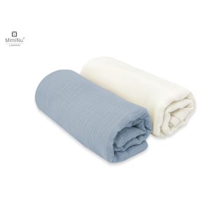 KIECZMERSKI Sauskelnės 80x80 +/- 3 cm MUSLIN 100% medvilnė kremas/džinsai 2 pak.