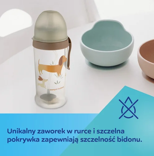 CANPOL Neišsiliejantis buteliukas su tūbele ir svoriu 350ml GOOSE - Image 5
