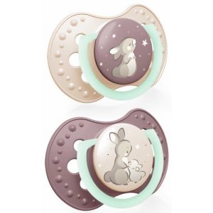 LOVI Dinaminis silikoninis čiulptukas 0-6m 2 vnt Night&Day girl