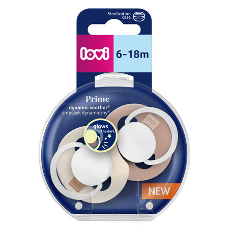 LOVI Prime dinaminis silikoninis čiulptukas 6-18m 2 vnt Ivory Glov/Blush Glow