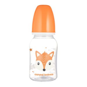 CANPOL Standartinis buteliukas 120ml CUTE ANIMALS oranžinis