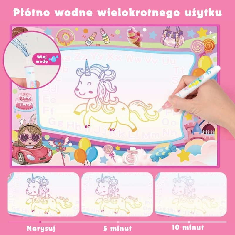 WOOPIE Akvarelės tapybos kilimėlis Vienaragis rožinis - Image 4