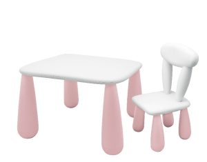 MALTEX SET LUNA CLASSIC Vaikiškas stalas + kėdė balta/rožinė