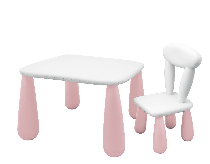MALTEX SET LUNA CLASSIC Vaikiškas stalas + kėdė balta/rožinė