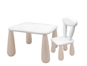 MALTEX SET LUNA CLASSIC Vaikiškas stalas + kėdė, balta/smėlio spalvos