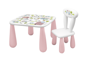 MALTEX SET LUNA TOWN Vaikiškas stalas + kėdė balta/rožinė