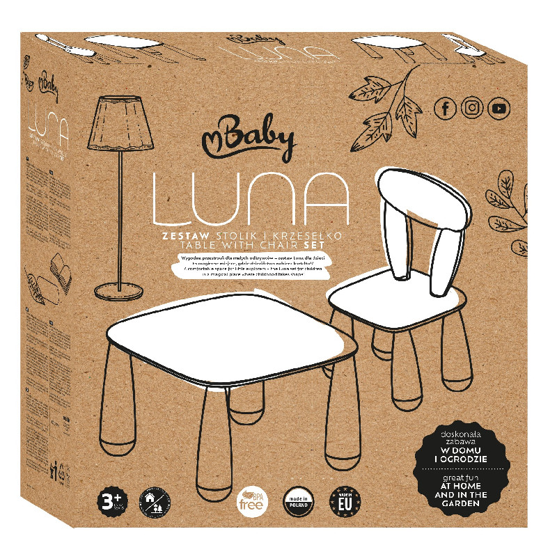 MALTEX SET LUNA TOWN Vaikiškas stalas + kėdė balta/rožinė - Image 2