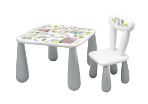 MALTEX SET LUNA TOWN Vaikiškas stalas + kėdė balta/pilka