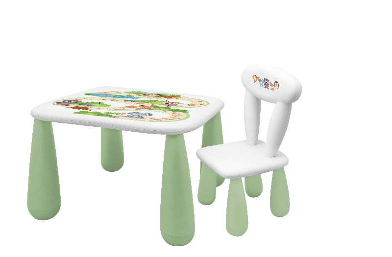 MALTEX SET LUNA Leśna FERAJNA Vaikiškas stalas + kėdė balta/žalia