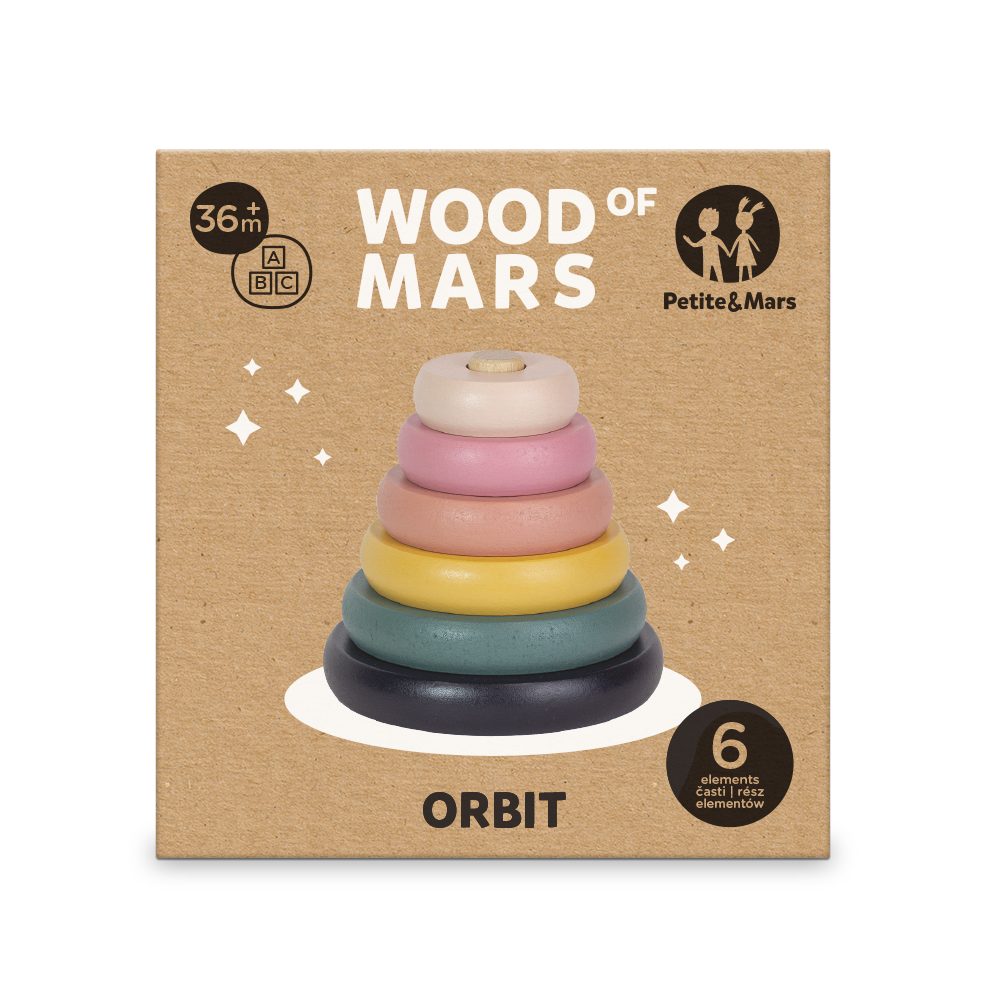 PETITE&MARS Medinis žaislas – Orbit Aurora Pink bokštas 36 m+ - Image 2