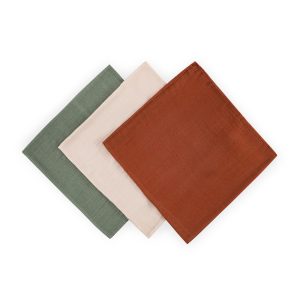 PETITE&MARS Bambuko muslino sauskelnių rinkinys 3 vnt 68x68 cm Earth Tones