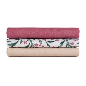 PETITE&MARS Bambuko muslino sauskelnių rinkinys 3 vnt 68x68 cm Pink Meadow