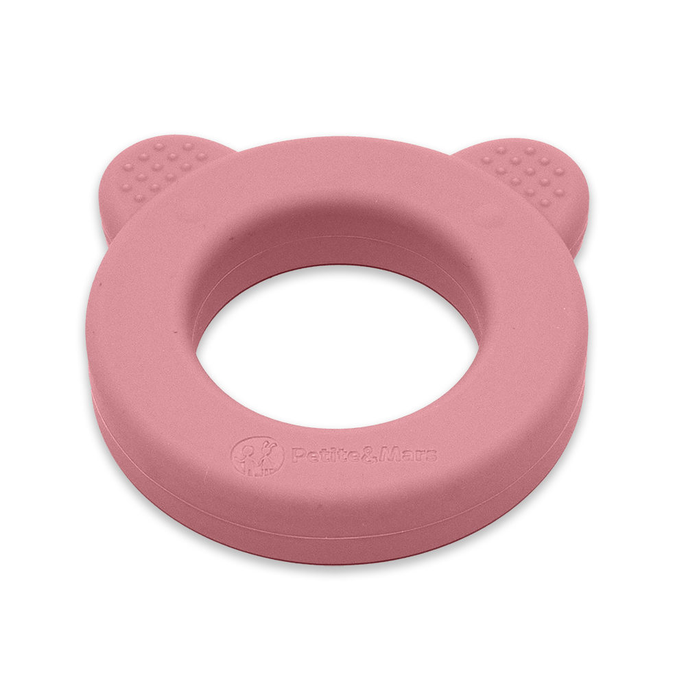 PETITE&MARS Silikoninis kramtukas su barškučiu Bear Dusty Rose 0+ - Image 2