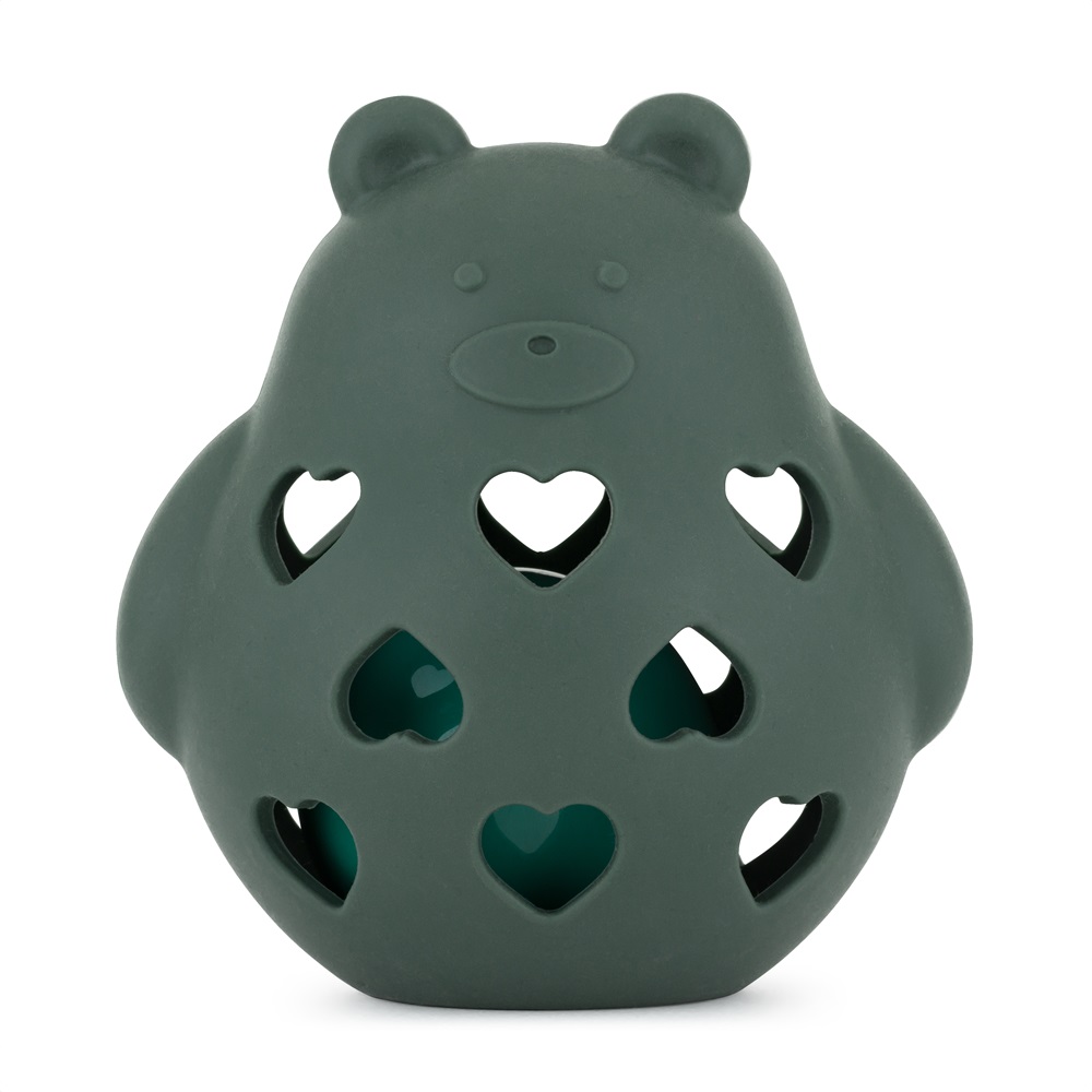 PETITE&MARS Silikoninis barškutis žaislas Bear Basil Misty Green