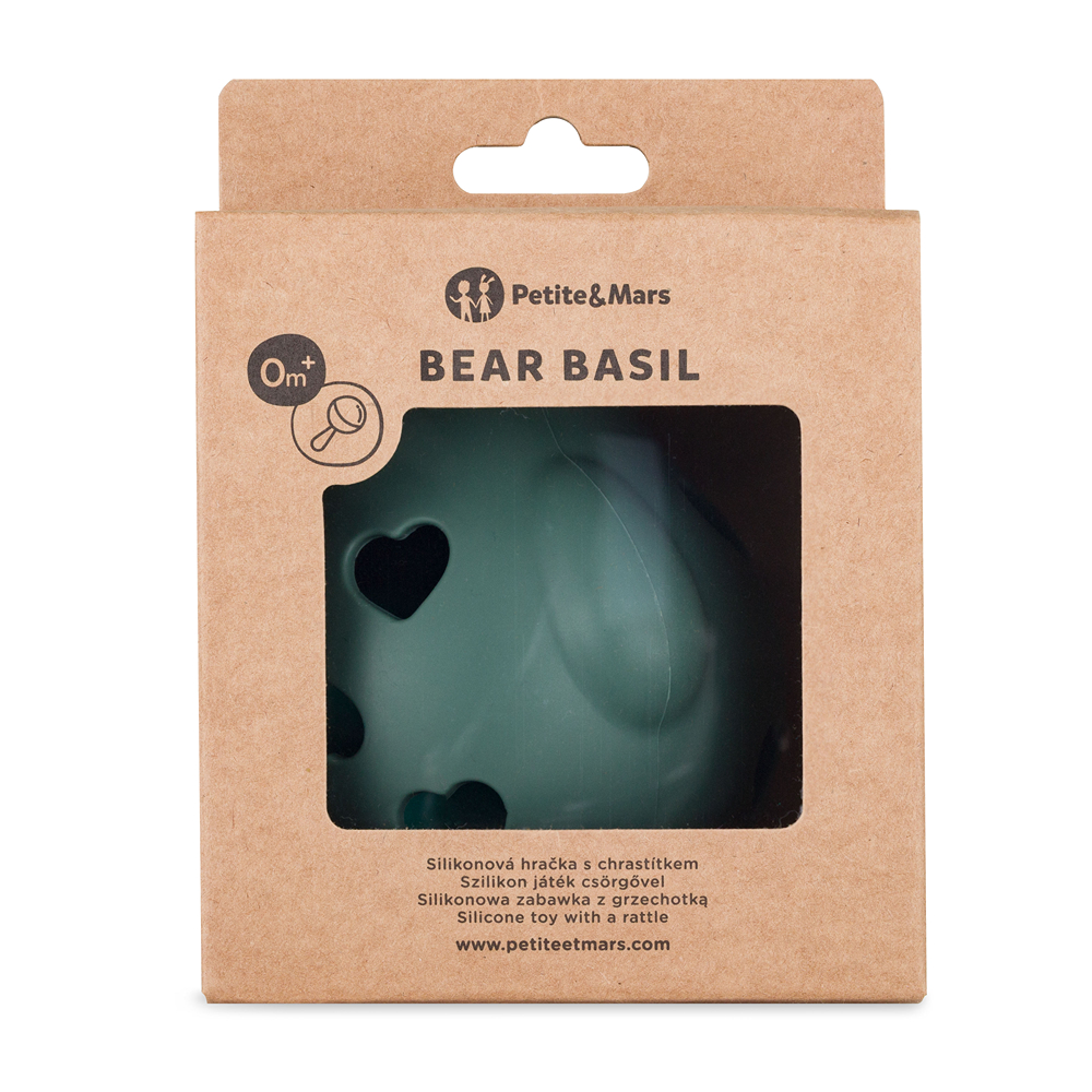 PETITE&MARS Silikoninis barškutis žaislas Bear Basil Misty Green - Image 2