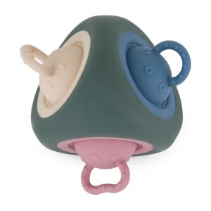 PETITE&MARS Silikoninis sensorinis žaislas Pop Triangle Misty Green 6 m+
