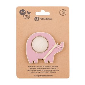 PETITE&MARS Silikoninis iššokantis žaislas Elephant Edwin Dusty Rose 6 m+