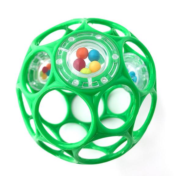 OBALL Kamuolys su barškučiu 10 cm žalias 0+ - Image 2
