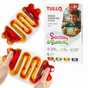 TULLO Jutiminis žaislas su purvinu oranžiniu skysčiu.