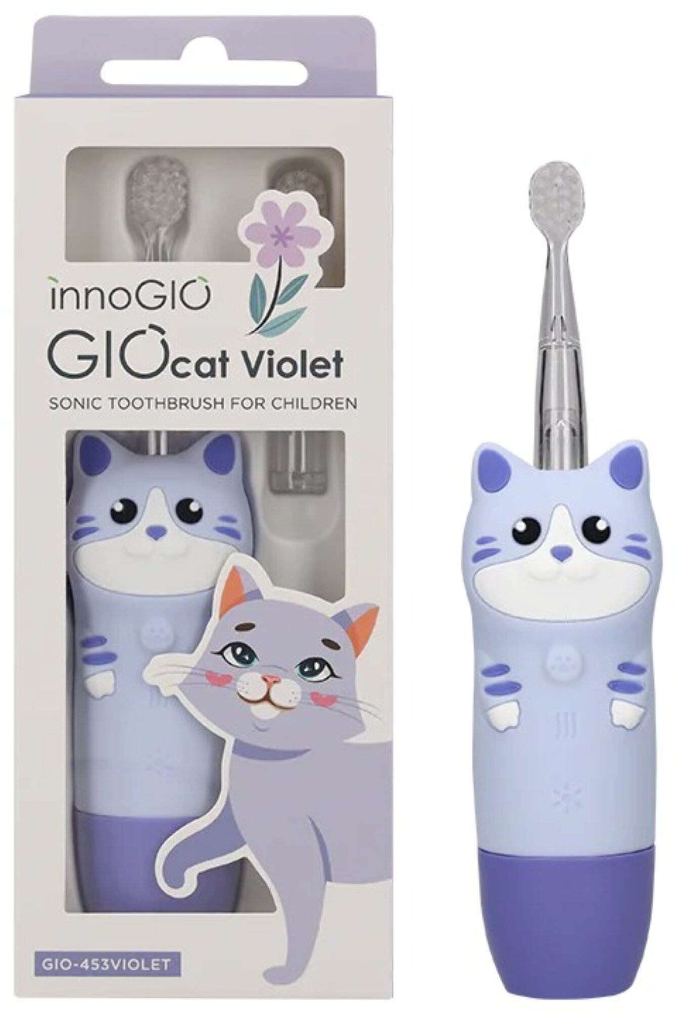 INNOGIO IOLET GIOcat sonic dantų šepetėlis vaikams, violetinis
