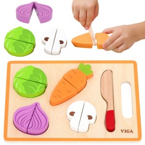 VIGA Medinė Montessori daržovių mokomoji dėlionė