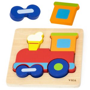 VIGA Medinis Montessori Train mokomasis galvosūkis