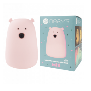 MARY'S Meškiuko LED lempa didelė rožinė RGB+WW+RC su nuotolinio valdymo pulteliu