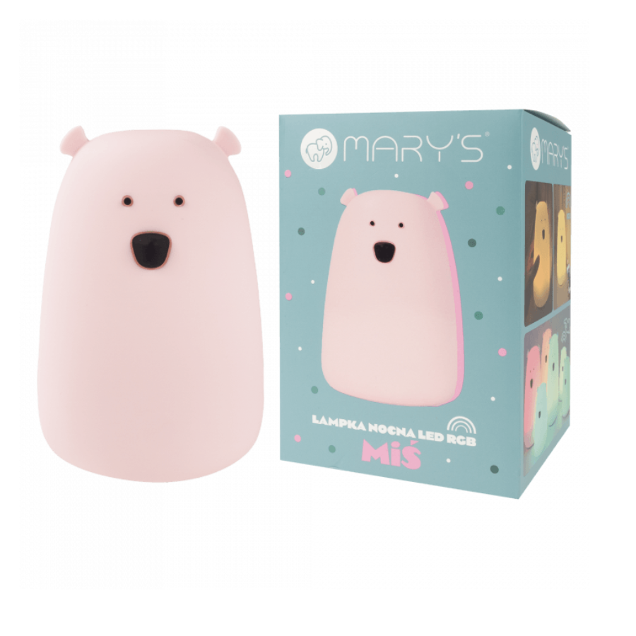 MARY'S Meškiuko LED lempa didelė rožinė RGB+WW+RC su nuotolinio valdymo pulteliu