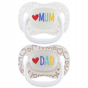 CANPOL Silikoninis čiulptukas 6-18m simetriškas LoveMum&Dad 2 vnt.