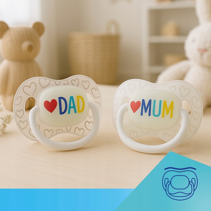 CANPOL Silikoninis čiulptukas 6-18m simetriškas LoveMum&Dad 2 vnt. - Image 2