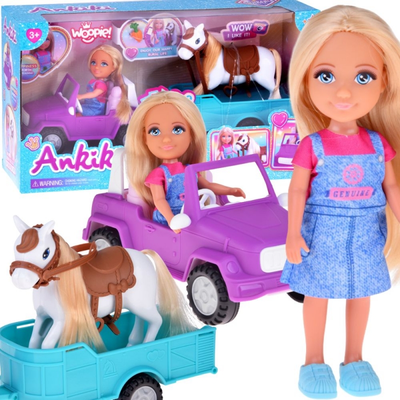 WOOPIE ROYAL Niki lėlių rinkinys su arkliu ir automobiliu