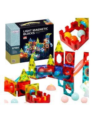 WOOPIE Magnetiniai blokeliai Light track 75 vnt.
