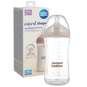 CANPOL Natural Shape buteliukas su dviejų zonų speneliu 330ml