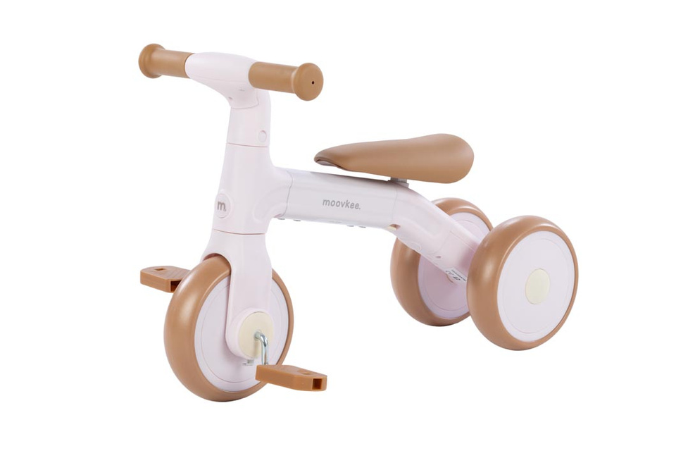 MOOVKEE TODI Balance triratukas su pedalais 3in1 žiedų rožinė